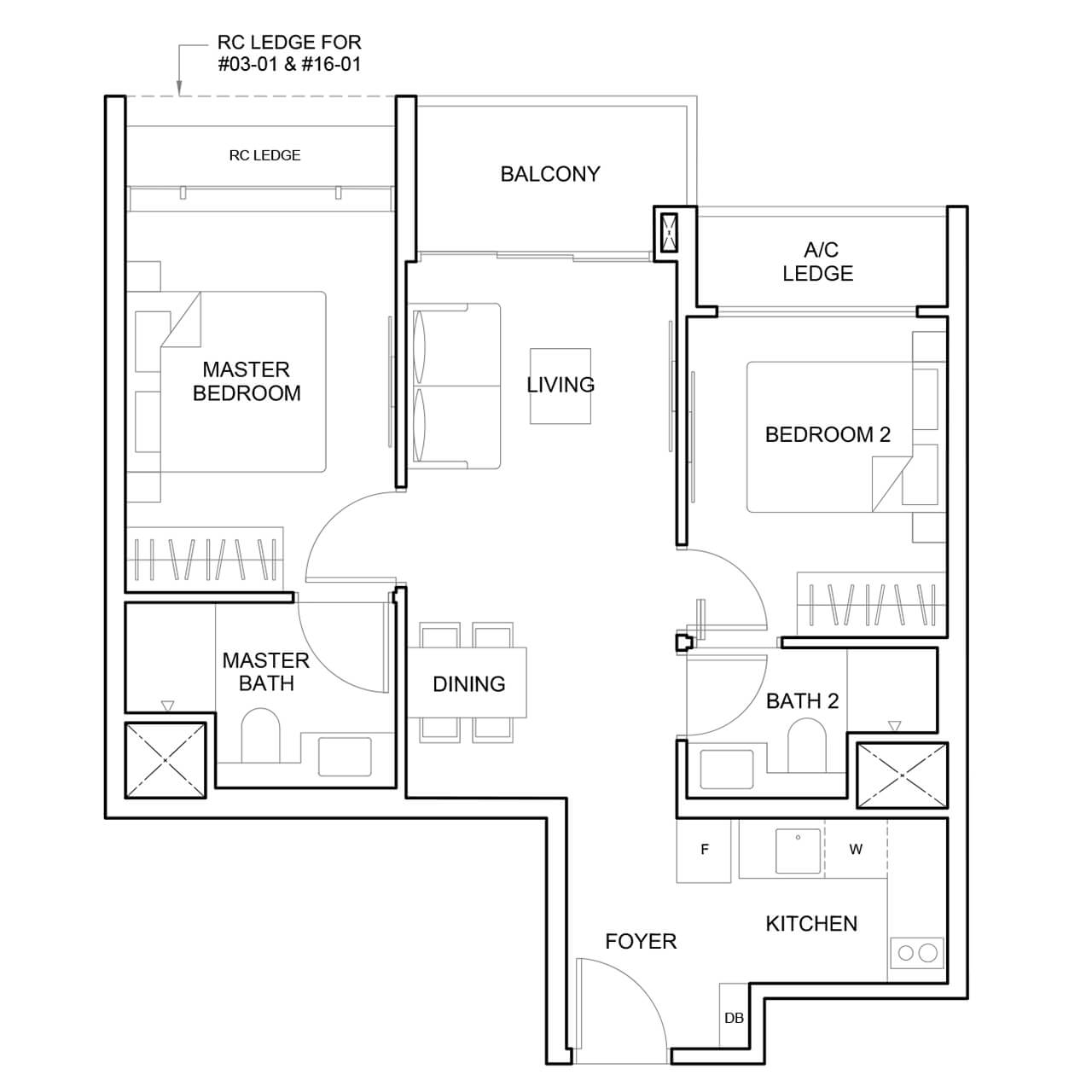 2 Bedroom Type B1 667 sqft