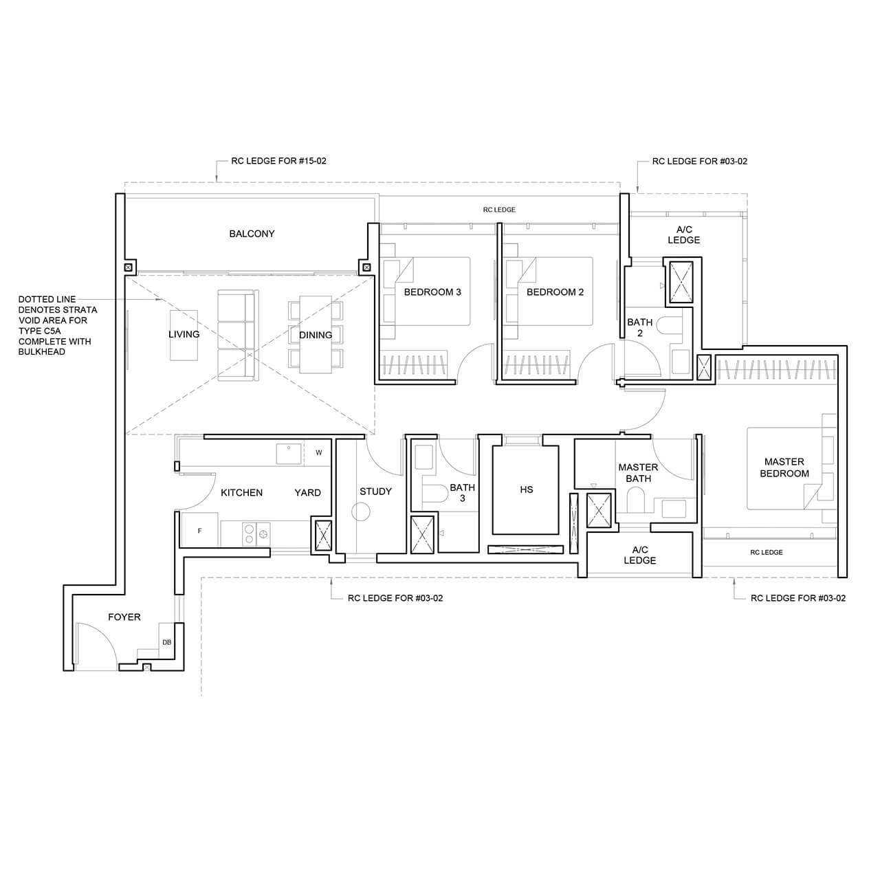 3 Bedroom Premium + Study Type C5 1,281 sqft