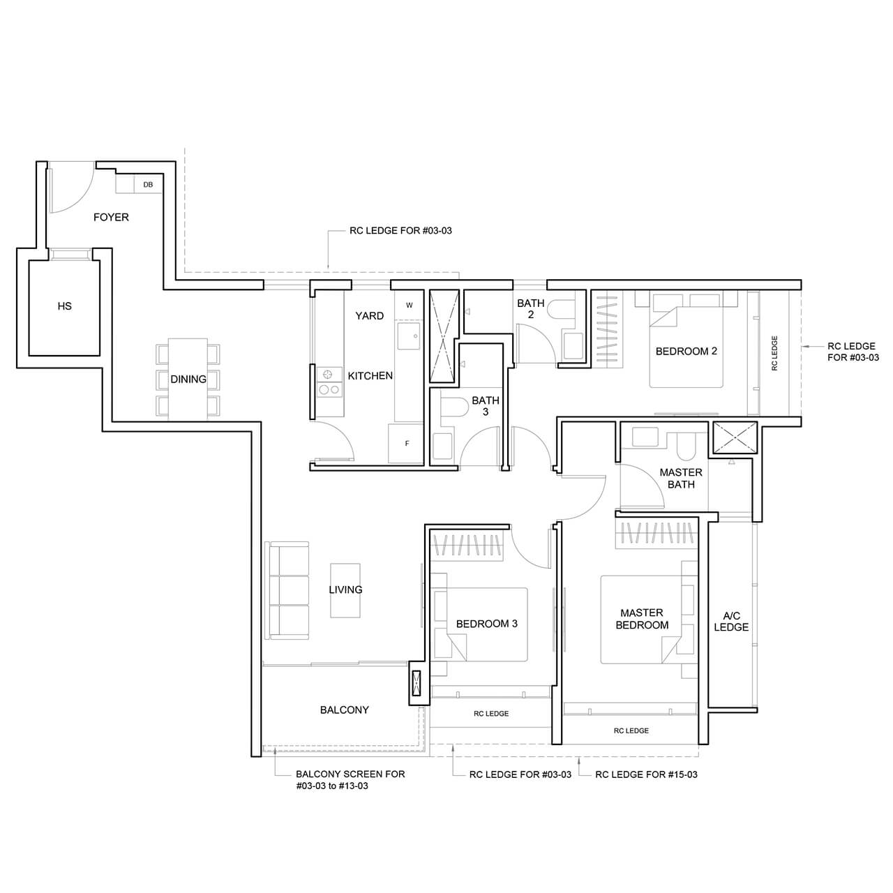3 Bedroom Premium Type C4 1,195 sqft